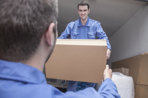 Removal van and moving boxes for a house move in Edgware