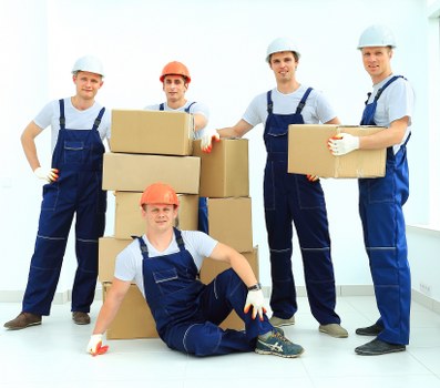 Business furniture and office items prepared for a local commercial move