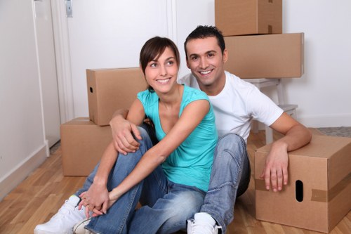 Packed boxes and furniture prepared for flat removals