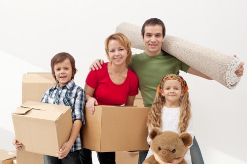 Packed boxes and furniture ready for student removals in Edgware