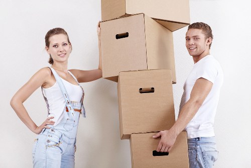 Prepared moving boxes and furniture protection for a home removal job