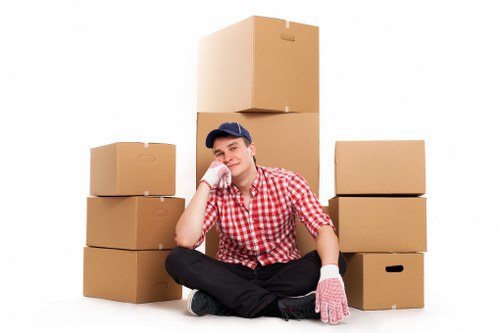 Packed household belongings ready for transport during an Edgware removal